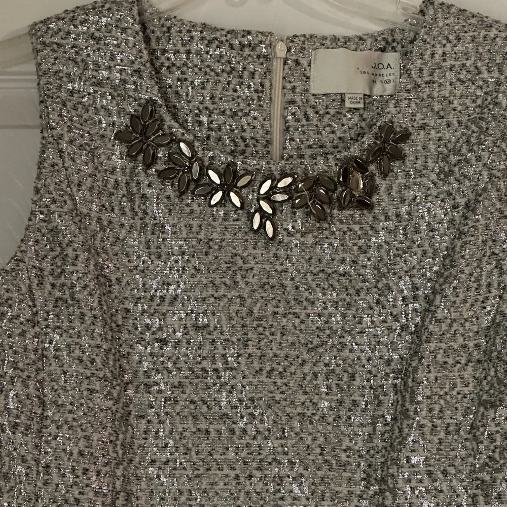 Metallic Jeweled Cocktail Dress - Picture 2 of 5